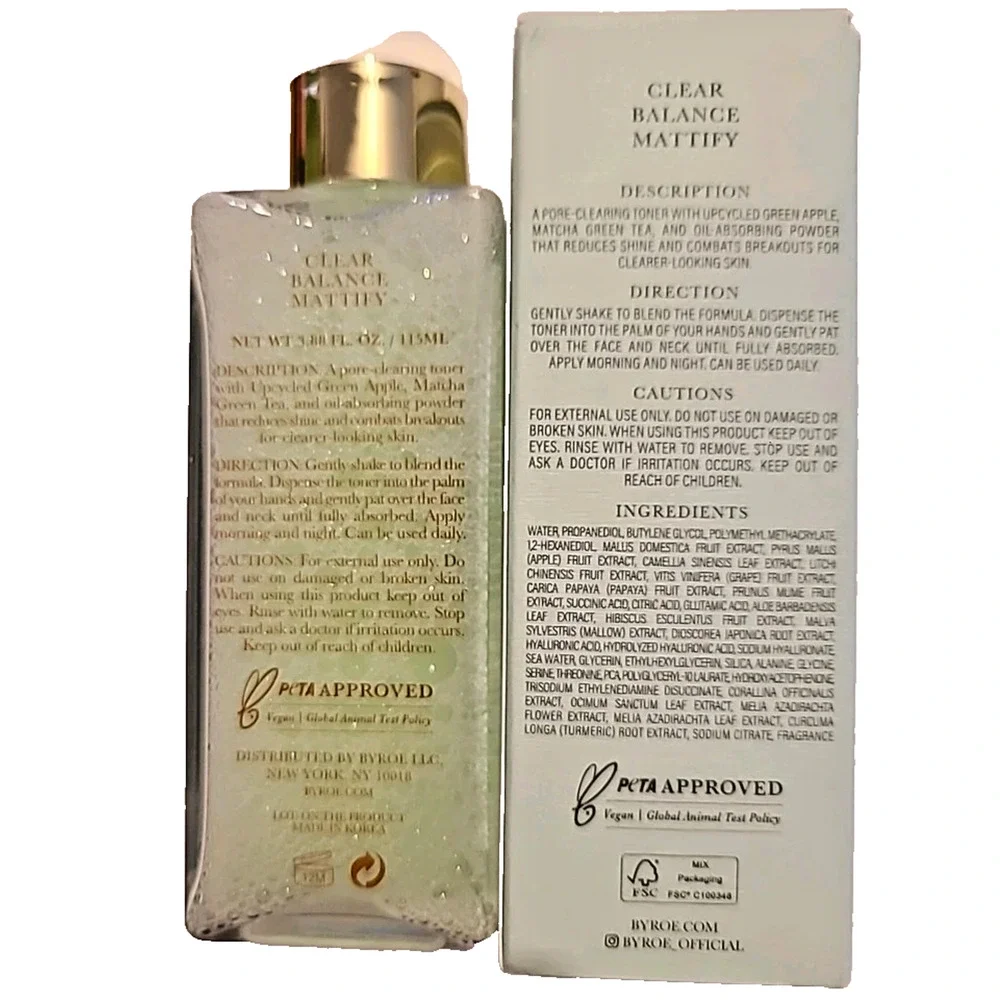 BYROE Tea Time APPLE MATCHA TEA CLEARING TONER 3.88oz/115mL FULL SZ SEAL BOX $67